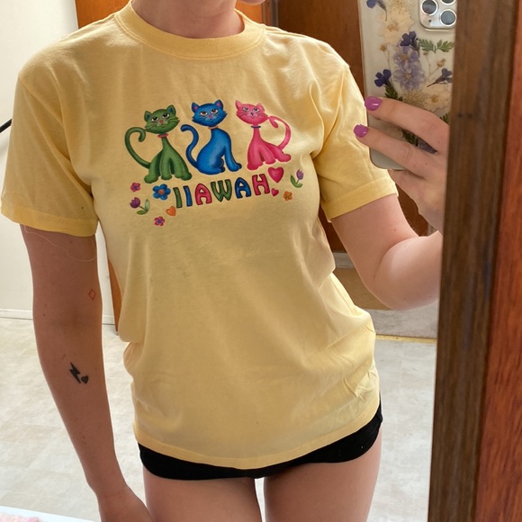 🤍🛼[ Anvil ] Glitter Cat 100% Cotton Hawaii Tee - Picture 3 of 11